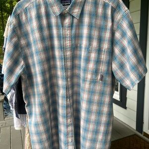 Patagonia Casual Button Down Shirt in Blue and Red